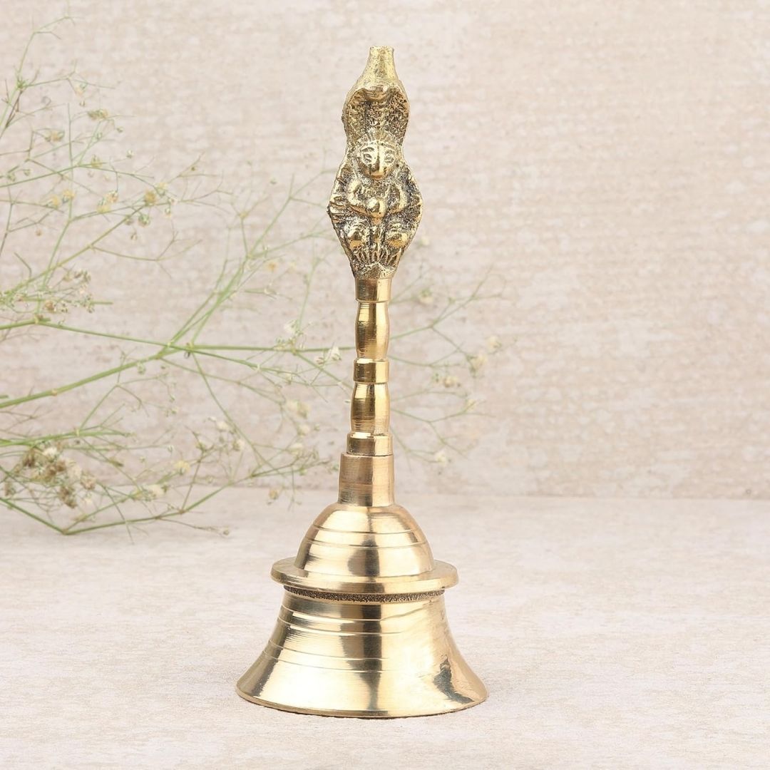 Ghanti Garun Brass Puja Bell – Traditional Hindu Ritual Bell for Temple & Home Worship