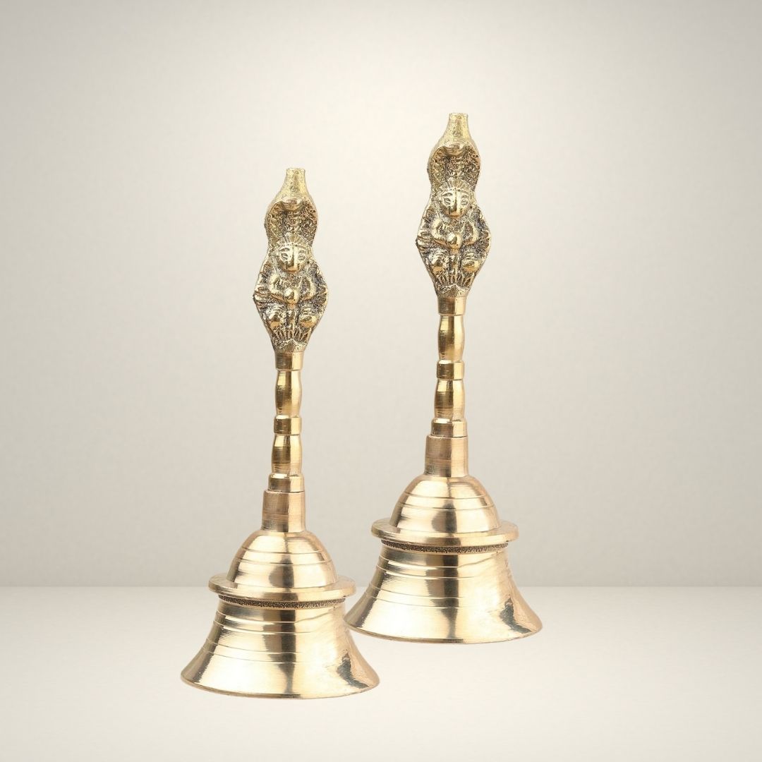 Ghanti Garun Brass Puja Bell – Traditional Hindu Ritual Bell for Temple & Home Worship