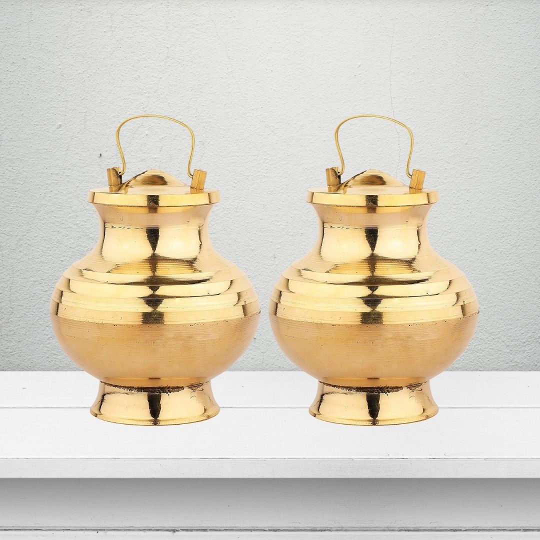 Gangajali Brass Pot – Traditional Ganga Water Kalash for Hindu Puja & Spiritual Rituals