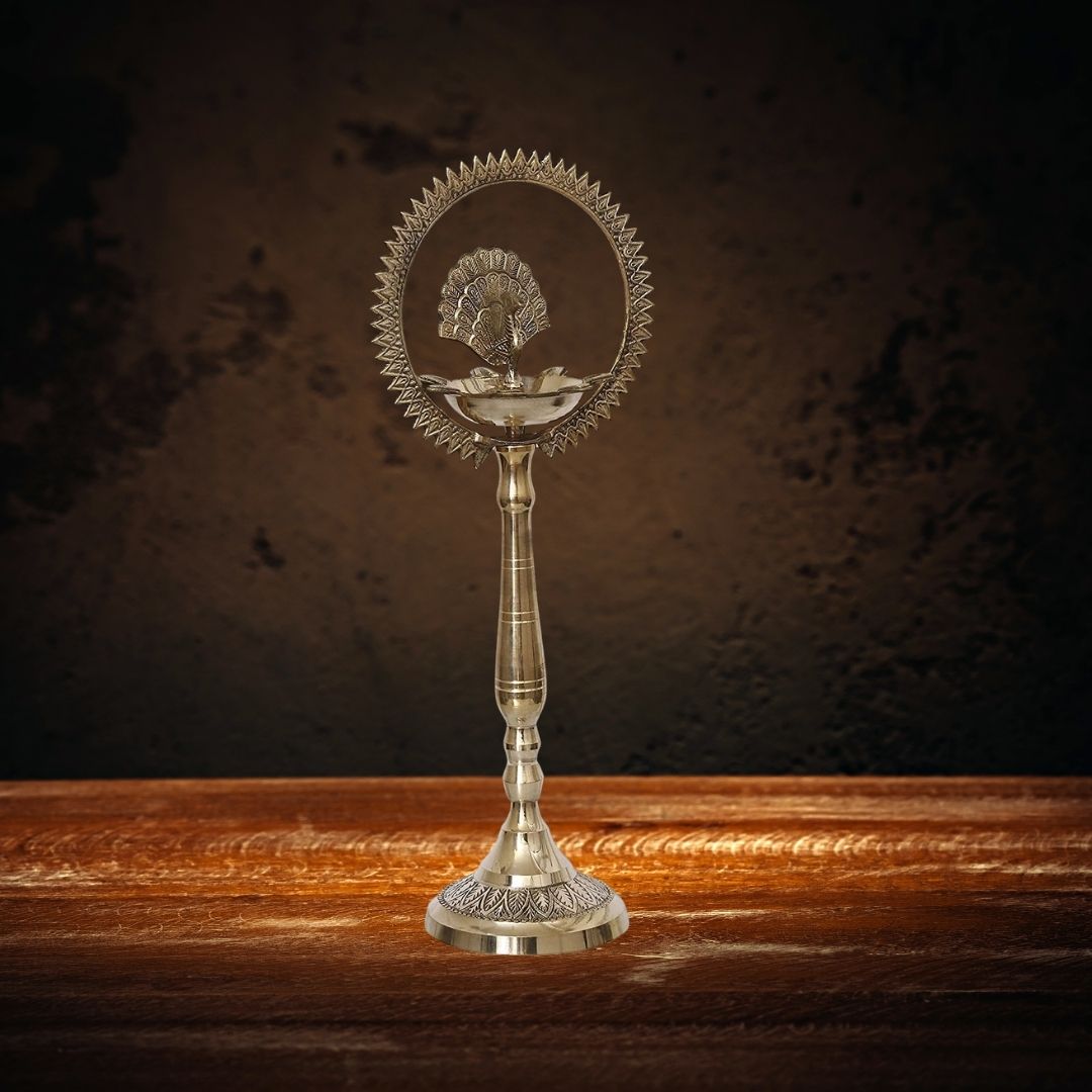 Mor Kiran Deep Brass – Peacock-Shaped Pooja Oil Lamp