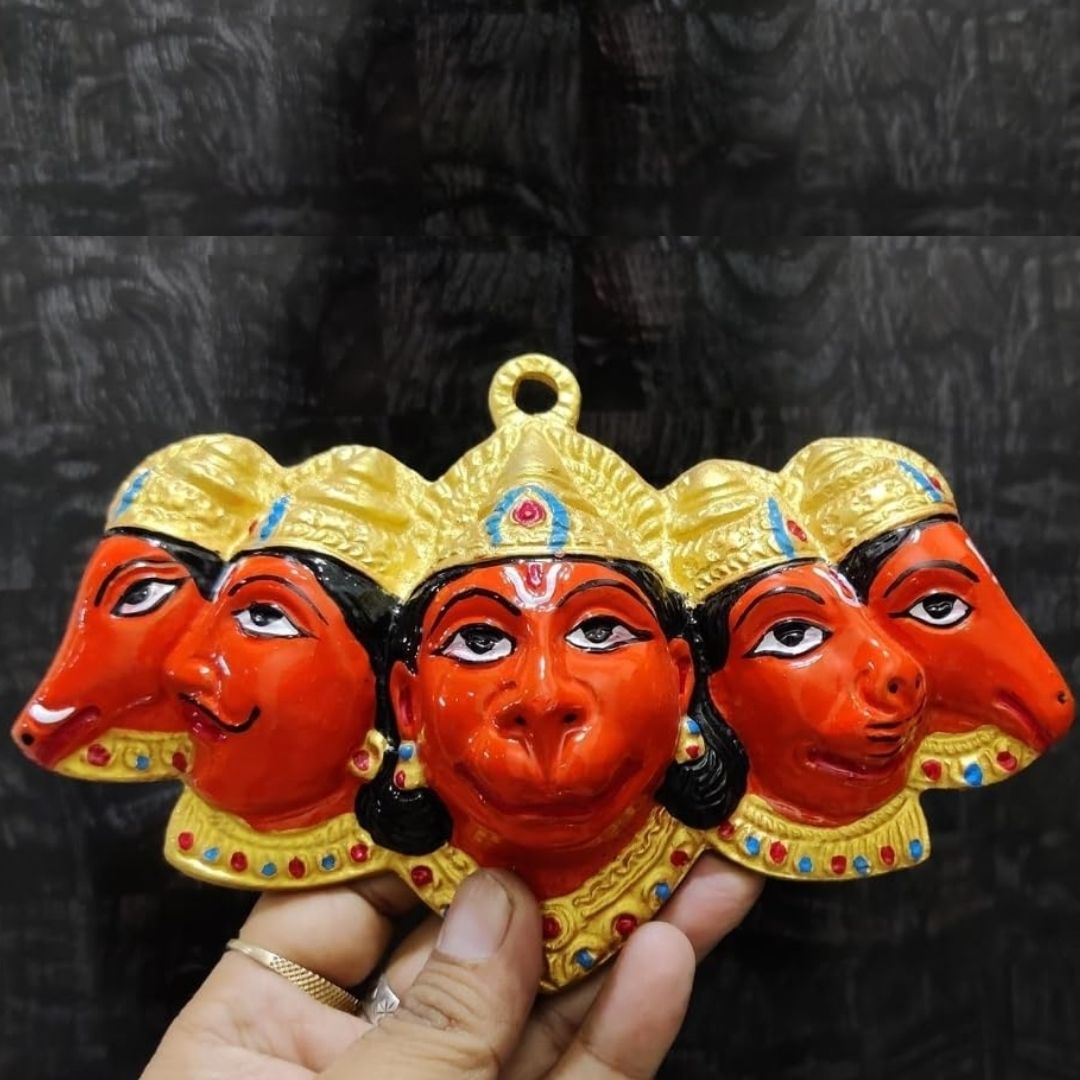 Panchmukhi Hanuman Hanging | Five-Faced Brass Wall Decor for Protection, Devotion & Energy Vastu Remedy
