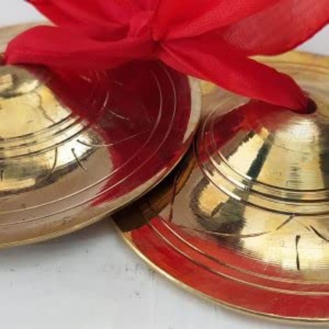 Manjeera Pital 1N Pair – Traditional Brass Temple Bells for Pooja