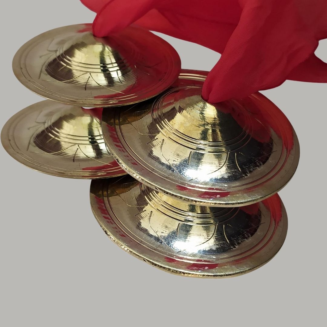 Manjeera Pital 1N Pair – Traditional Brass Temple Bells for Pooja