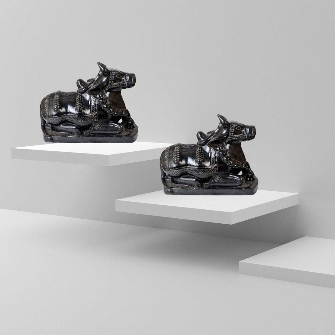 Nandi Kala Brass Idol – Sacred Bull of Lord Shiva for Pooja & Spiritual Protection