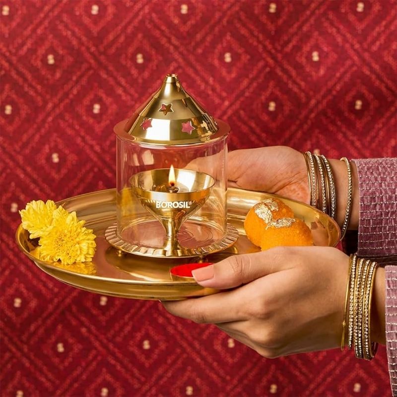 Borosil Akhand Diya Glass Jyot – Long-Lasting Ghee Diya for Pooja, Festivals & Daily Worship