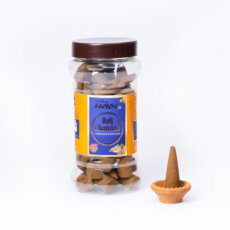 Apno Dharohar Asli Chandan Dhoop Cone 150gm for Daily Puja