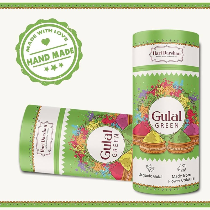 Hari Darshan Gulal Green 100g Jar – Vibrant Color for Festivals & Pooja
