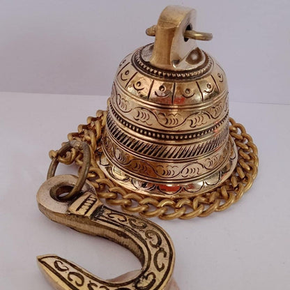 Ghanti Chain Brass – Traditional Temple Bell for Daily Pooja & Hindu Rituals
