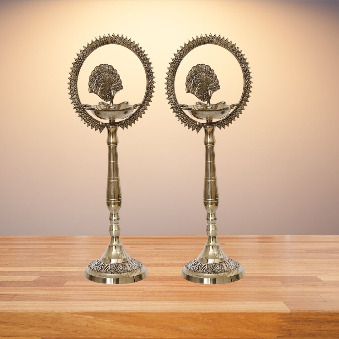 Mor Kiran Deep Brass – Peacock-Shaped Pooja Oil Lamp