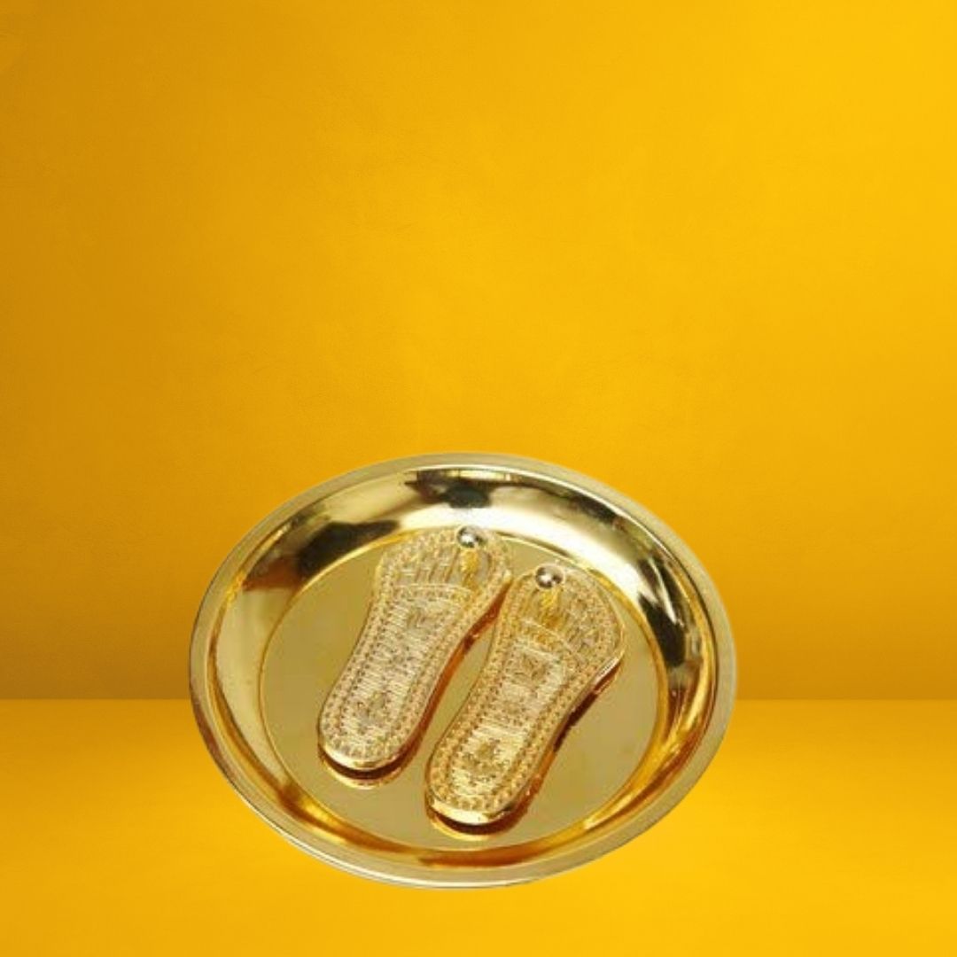 Laxmi Charan with Plate – Sacred Footprints of Prosperity