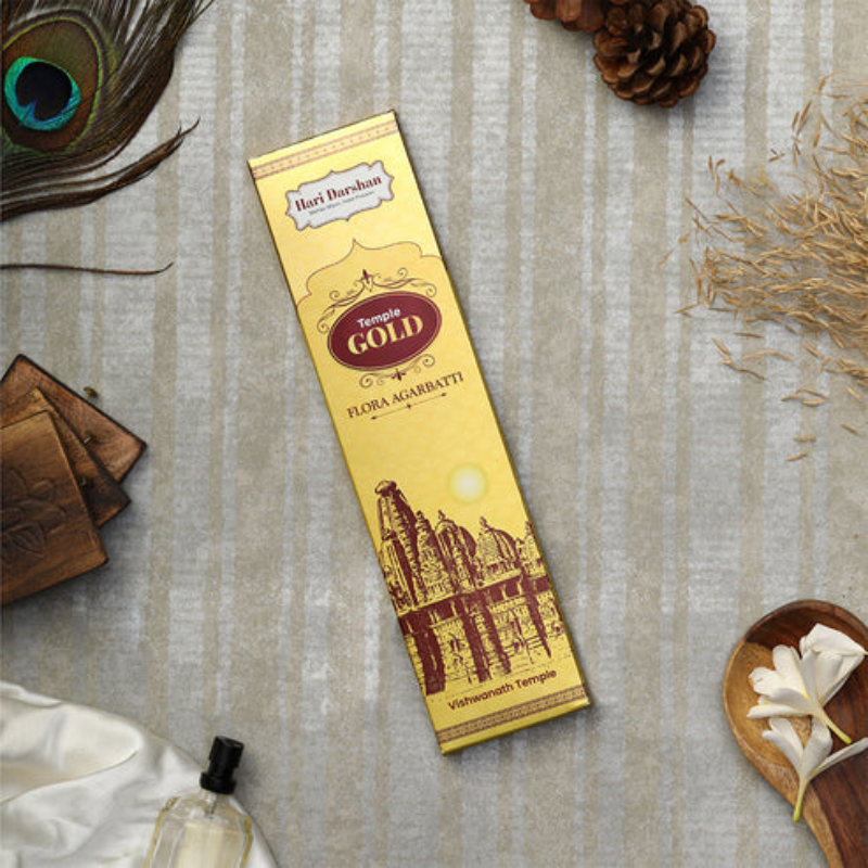 Temple GOLD Premium Flora Agarbatti - 12 Sticks in Each Pack