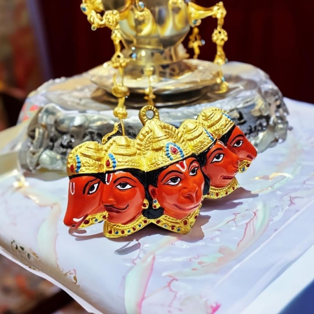 Panchmukhi Hanuman Hanging | Five-Faced Brass Wall Decor for Protection, Devotion & Energy Vastu Remedy