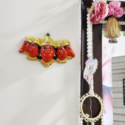 Panchmukhi Hanuman Hanging | Five-Faced Brass Wall Decor for Protection, Devotion & Energy Vastu Remedy