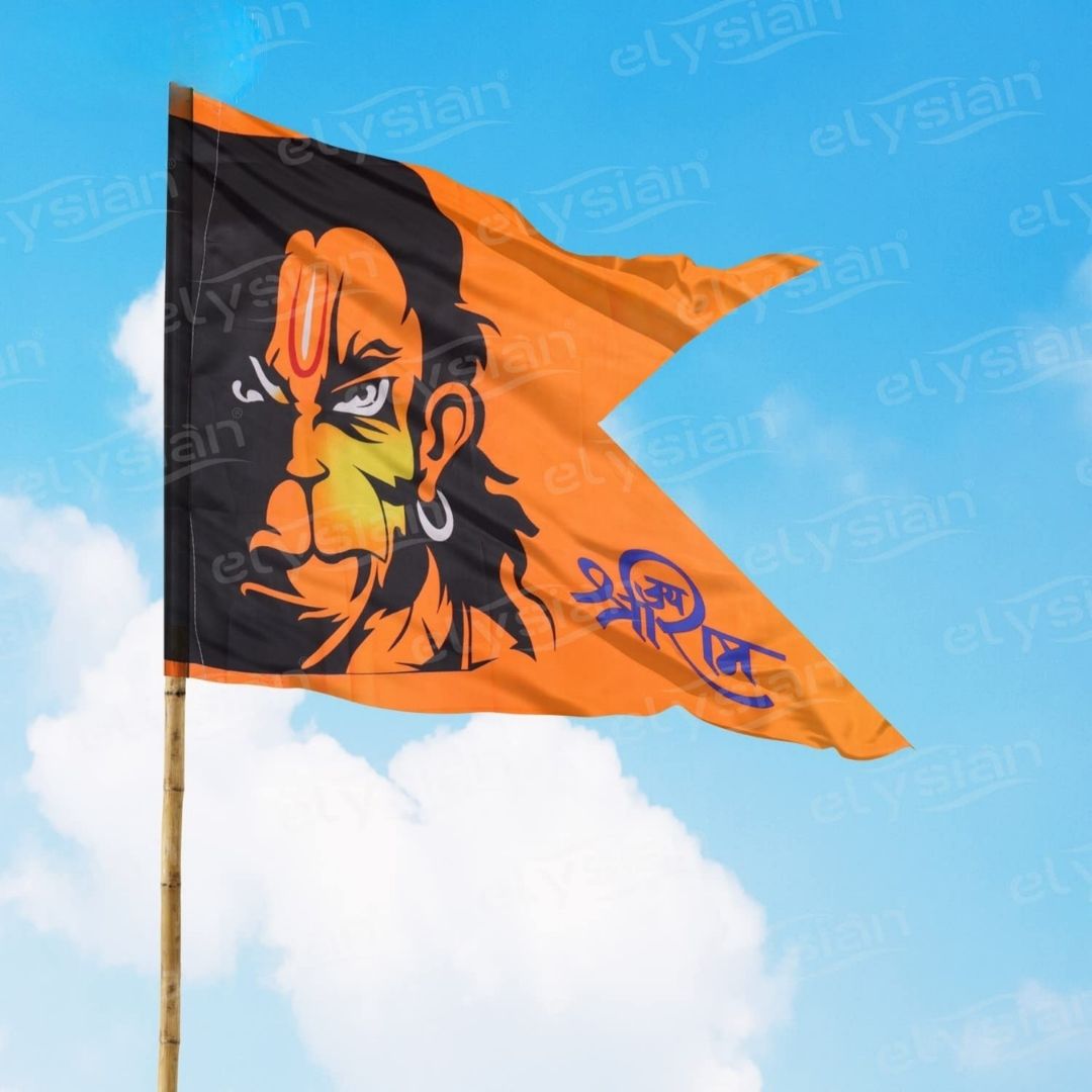 Hanuman Jhanda Flag for Home & Temple – Sacred Hindu Banner for Protection & Blessings