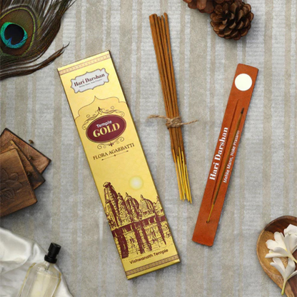 Temple GOLD Premium Flora Agarbatti - 12 Sticks in Each Pack