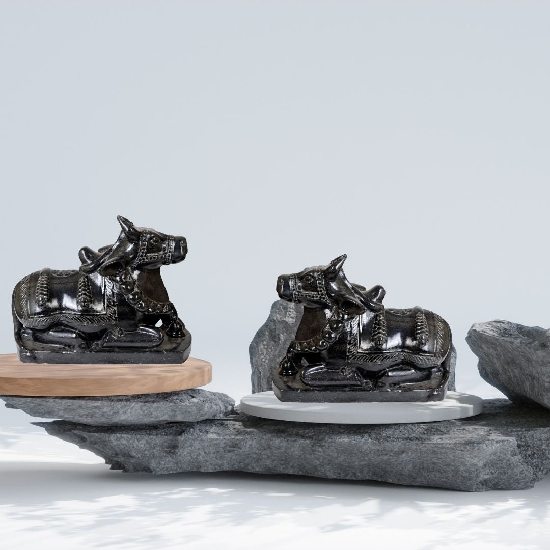 Nandi Kala Brass Idol – Sacred Bull of Lord Shiva for Pooja & Spiritual Protection