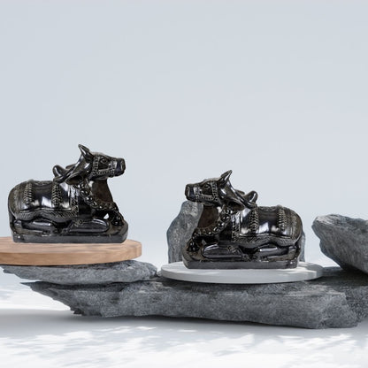 Nandi Kala Brass Idol – Sacred Bull of Lord Shiva for Pooja & Spiritual Protection