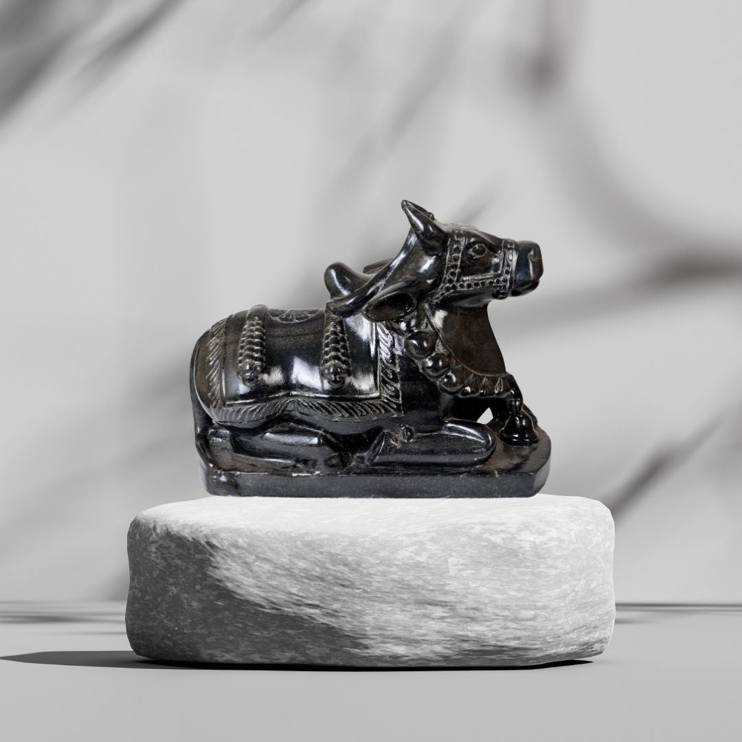 Nandi Kala Brass Idol – Sacred Bull of Lord Shiva for Pooja & Spiritual Protection