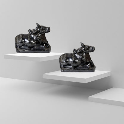 Nandi Kala Brass Idol – Sacred Bull of Lord Shiva for Pooja & Spiritual Protection