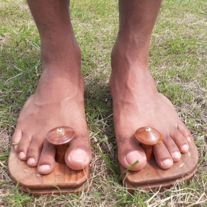 Khadau Wooden Paduka | Traditional Sacred Footwear for Pooja & Rituals | Spiritual Sandals for Devotees & Priests