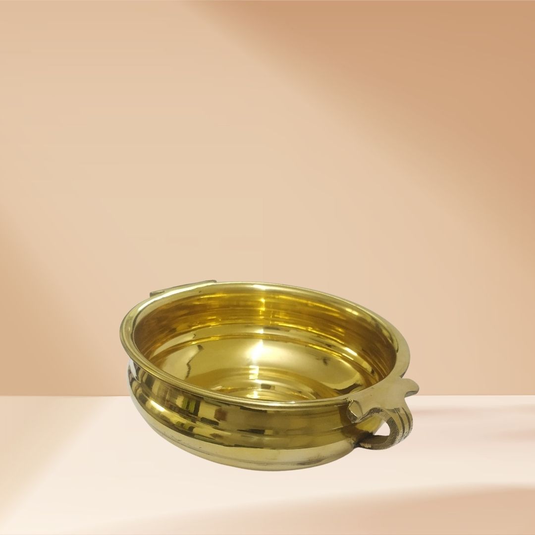 Urli Bowl with Brass Stand – Traditional Pital Pooja Vessel for Flowers, Rituals & Home Decor