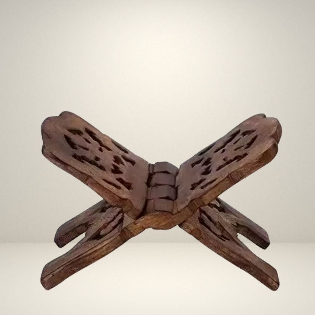 Wooden Book Stand (Pustak Yantra) for Pooja – Scripture Holder for Bhagavad Gita, Ramayana, and Sacred Texts