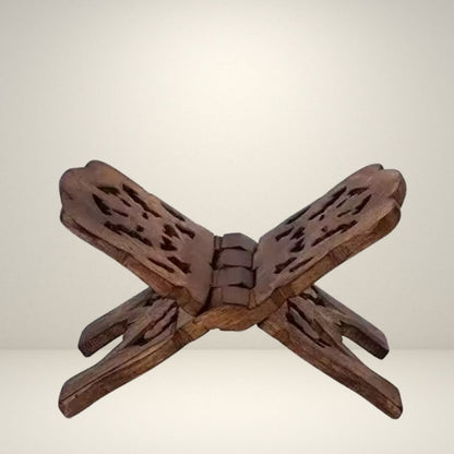 Wooden Book Stand (Pustak Yantra) for Pooja – Scripture Holder for Bhagavad Gita, Ramayana, and Sacred Texts