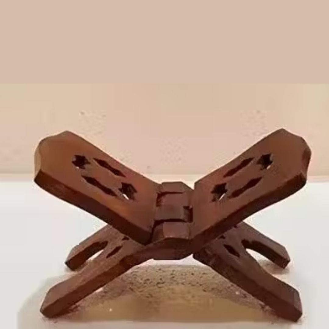 Wooden Book Stand (Pustak Yantra) for Pooja – Scripture Holder for Bhagavad Gita, Ramayana, and Sacred Texts