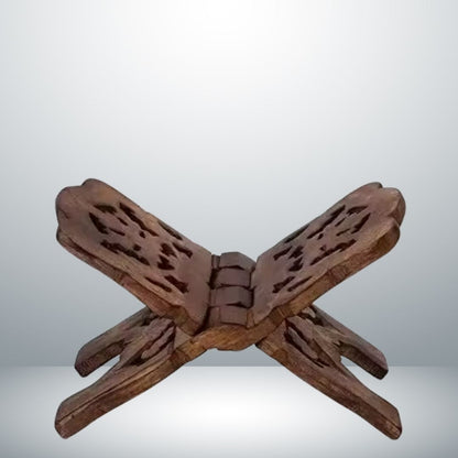 Wooden Book Stand (Pustak Yantra) for Pooja – Scripture Holder for Bhagavad Gita, Ramayana, and Sacred Texts