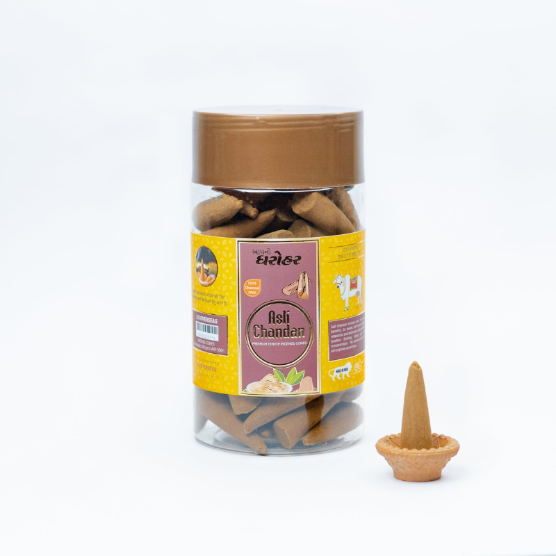 Apno Dharohar Asli Chandan Dhoop Cone 150gm for Daily Puja