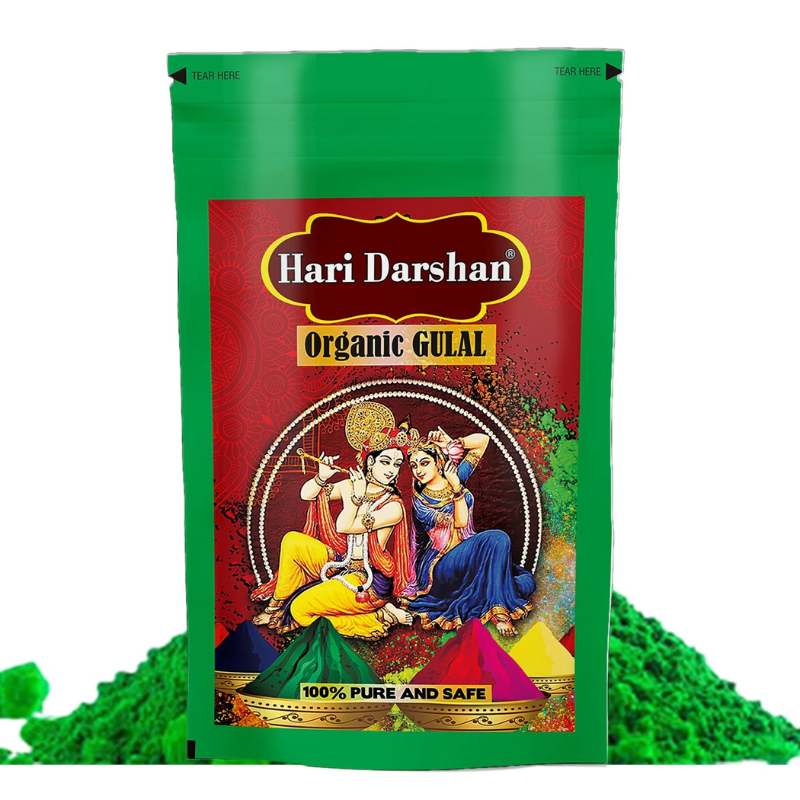 Hari Darshan Organic Gulal Green 100g – Festival & Pooja Use