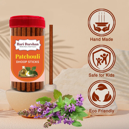 Hari Darshan Patchouli Bamboo Less Dhoop Stick 125gm – Natural Aroma