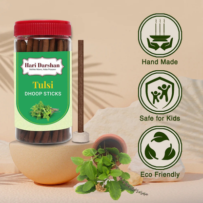 Hari Darshan Tulsi Bamboo Less Dhoop Sticks 125g – Ideal for Hindu Pooja