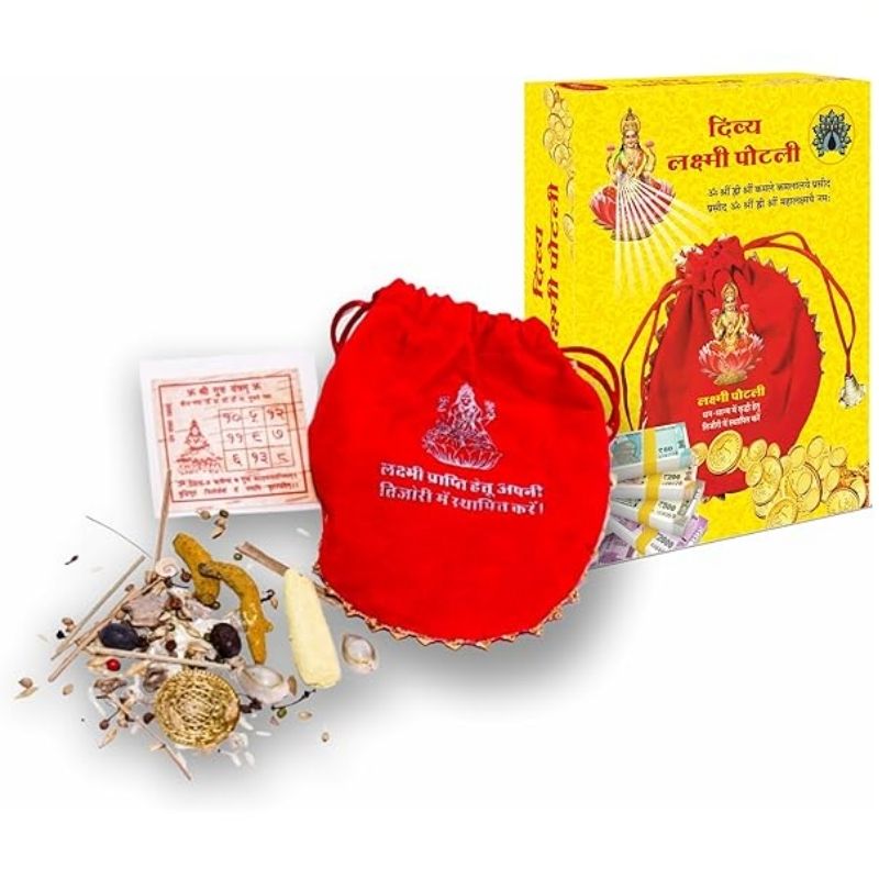 Laxmi-Kuber Potli for Wealth & Prosperity – Diwali Puja Coin Bag for Home & Business Blessings