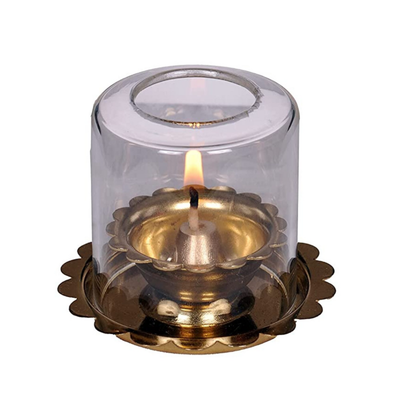 Sabar Pooja Deep With Glass – Divine Light for Pooja Rituals