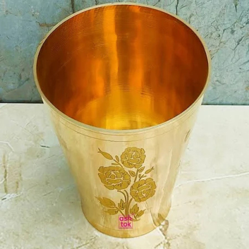 Pure Brass Glass – Peetal Tumbler for Puja, Abhishek & Temple Rituals